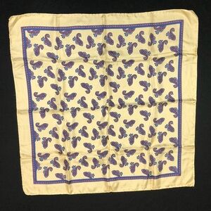 Vintage Silk Paisley Scarf - Yellow Gold Blue Red - Made in Italy - 31”